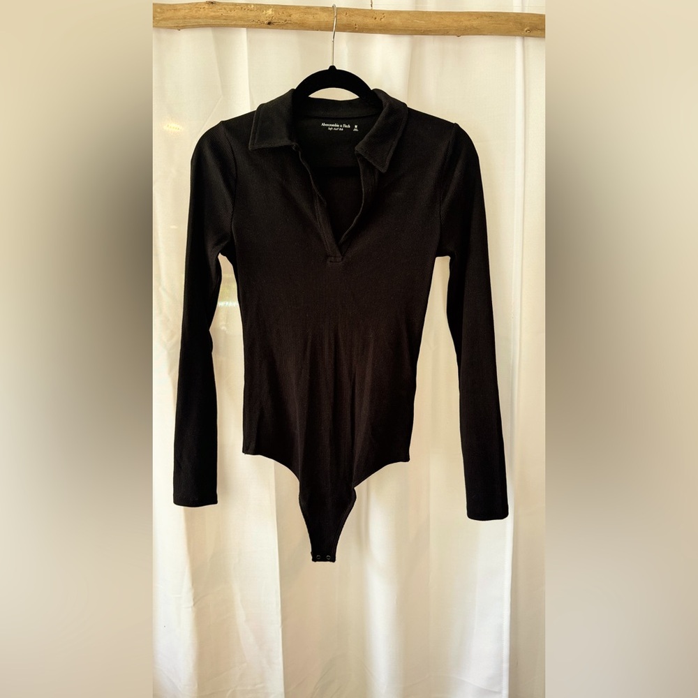 Black Ribbed Abercrombie Bodysuit Size Medium